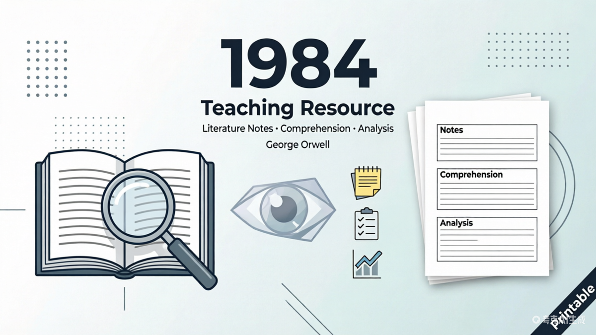 1984 by George Orwell Teaching Resource: Literature Notes, Comprehension & Analysis