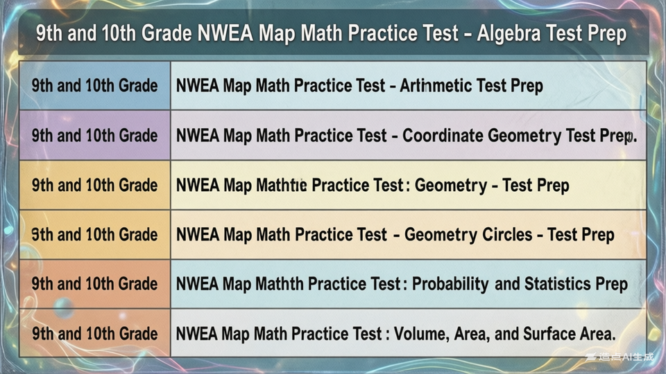 一套专为9至10年级学生设计的NWEA MAP考试（数学）备考资源