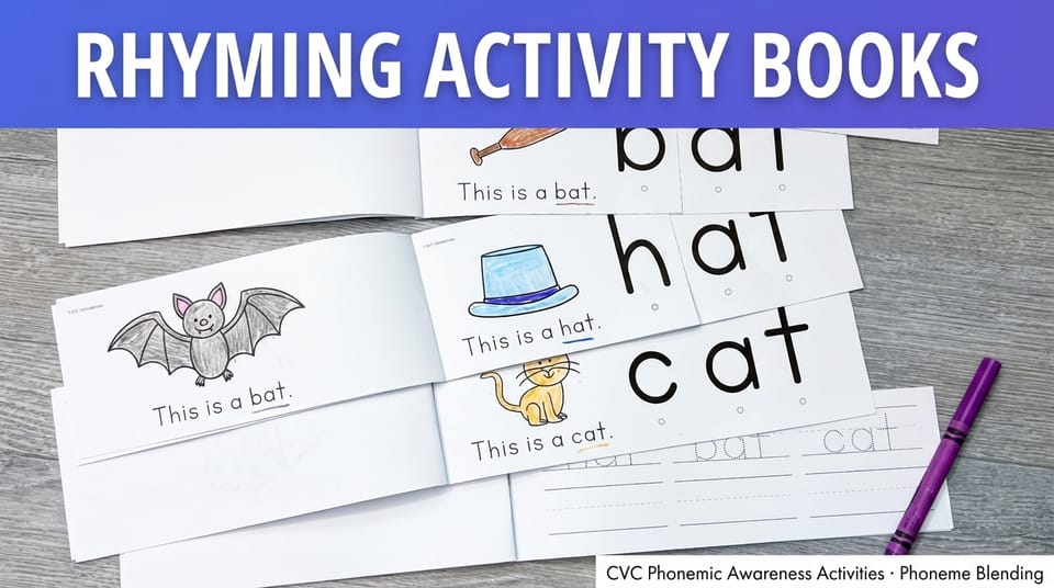 押韵练习册：CVC 音素意识训练（音素合成/拼读）