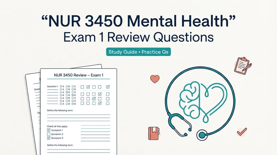 NUR 3450 精神科护理 第1次考试复习问题（护理考试资料）