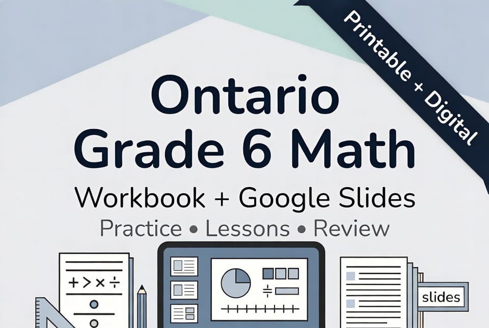 安大略省六年级数学练习册与 Google Slides™ 课件CV